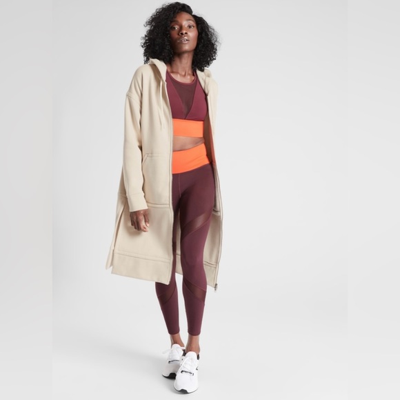 NWT Athleta Tenacity Duster Hoodie Sweatshirt Jacket in Putty - Size XS - Picture 2 of 14